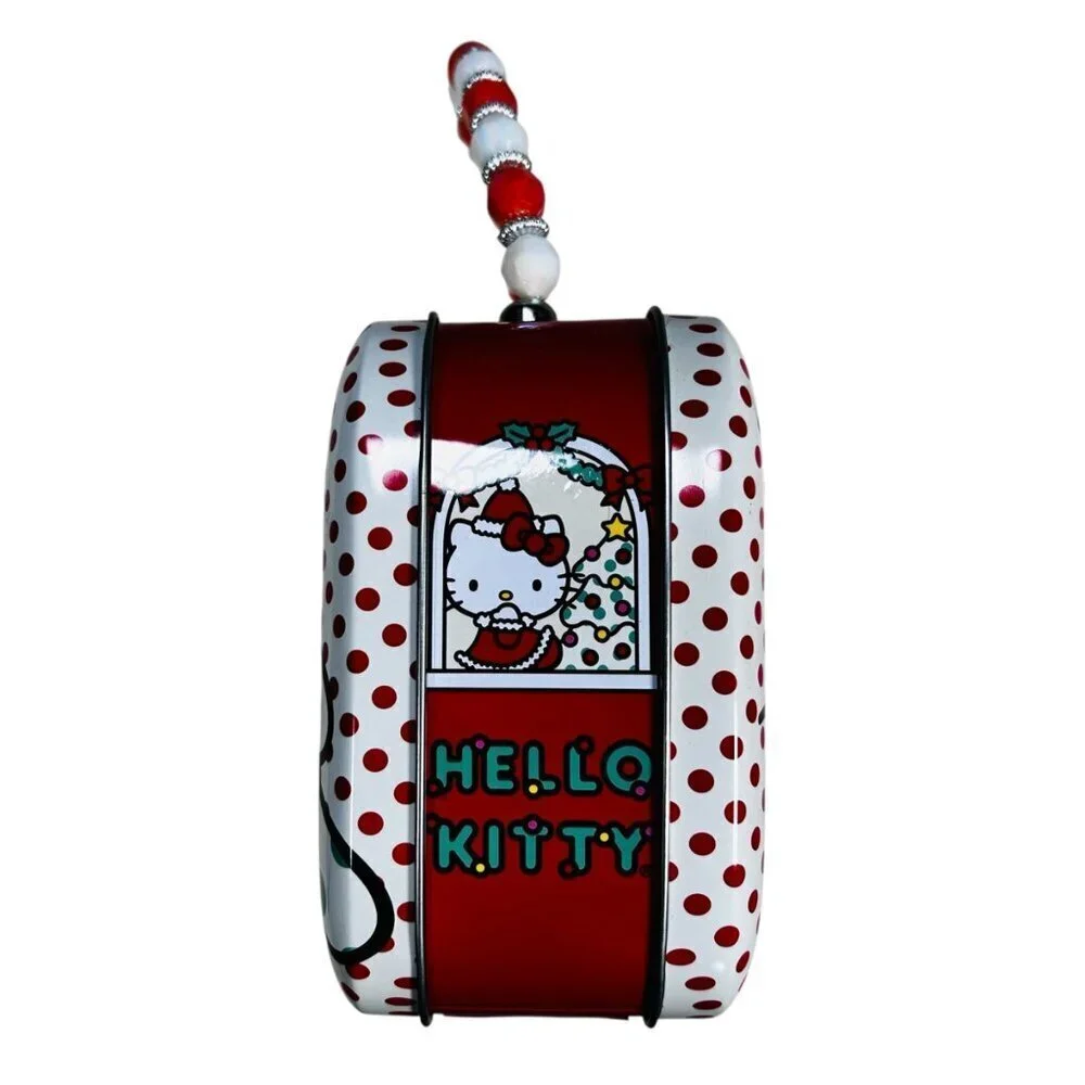 Hello Kitty Sanrio Happy Holiday Christmas Purse Tin Beaded